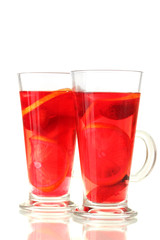 sangria in glasses, isolated on white