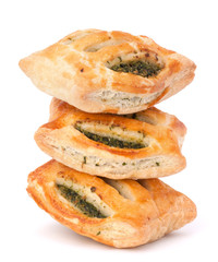 Puff pastry bun isolated on white background.