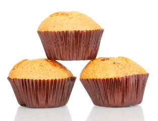 Fresh muffins isolated on white