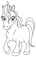 Outlined cute unicorn