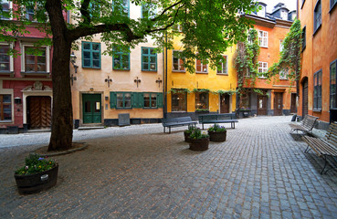 Stockholm Old Town square in summer.