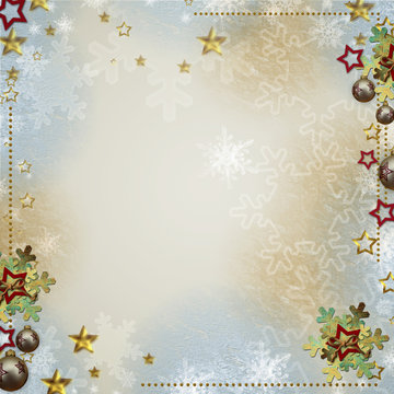 Multicolored backdrop for greetings or invitations with bauble,