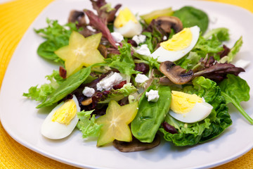 Green Salad with Egg and Feta and lemon juice