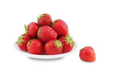 Plate with strawberries.