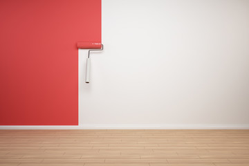 Wand wird rot gestrichen