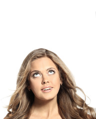 Fototapeta premium A beautiful woman is surprised, isolated on white