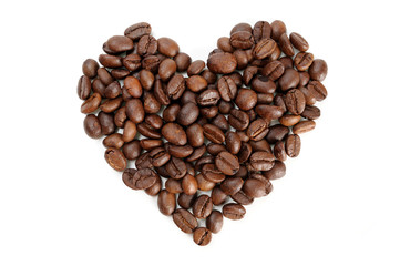 heart shaped coffee beans