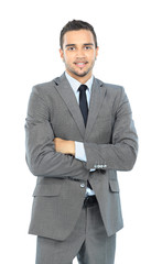 Portrait of happy smiling businessman, isolated