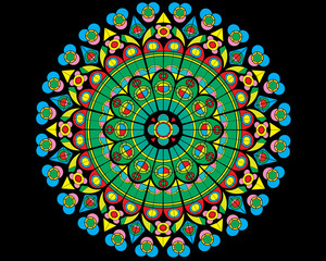 Stained glass in a cathedral.
