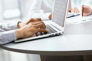 Typing male hands