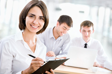 Business woman with her staff