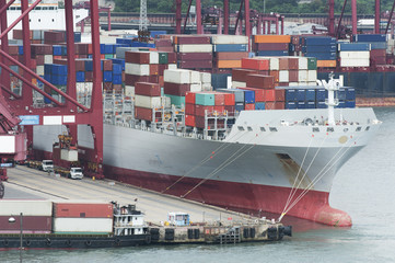 Commercial container port in Hong Kong