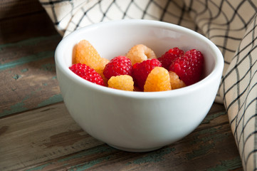 Fresh Red and Amber Raspberries