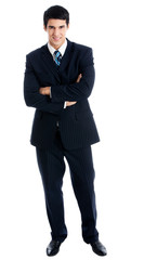 Smiling businessman, over white