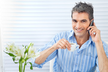 Happy Man Receiving Phone Call