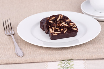 Sweet chocolate salame.