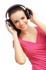 Naklejka premium Happy smiling girl dancing