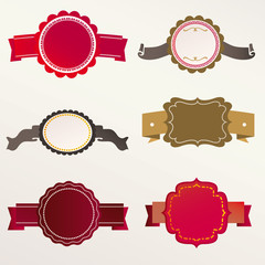 Set of retro ribbons and labels. Vector illustration.