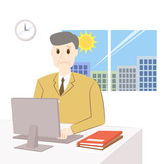 勤務中の中年男性