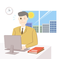 勤務中の中年男性