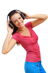 Naklejka premium Happy smiling girl dancing
