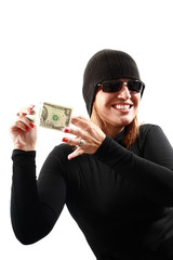 Thief holding money