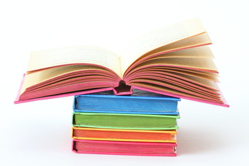 stack of bright books