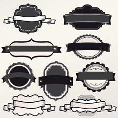 Set of retro ribbons and labels. Vector illustration.
