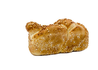 Little loaf of challah isolated on white background