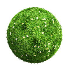3d grass ball with flowers