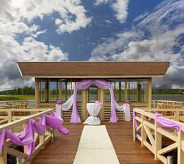 place for wedding on a pier at the lake