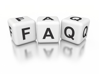 3d white cubes with FAQ logo