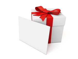 3D gift with red ribbon and card for your text