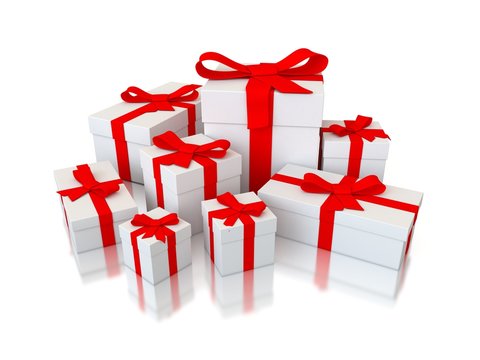 set of 3d gifts isolated on white