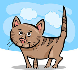 cartoon illustration of cat or kitten