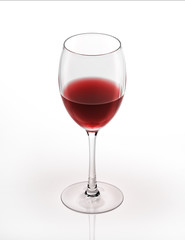 Red wine glass. On white background.
