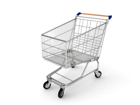 3d shopping cart isolated on white background