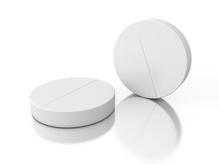two 3d pills isolated on white background