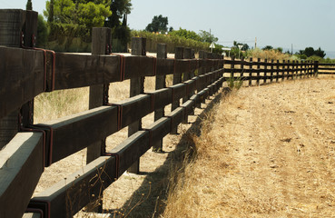 Wooden fence on ranch