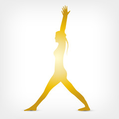 Virabhadrasana Eins mit gestreckten Beinen Gold