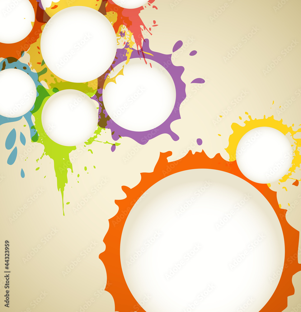 Aufkleber color ink blots speech clouds abstract background