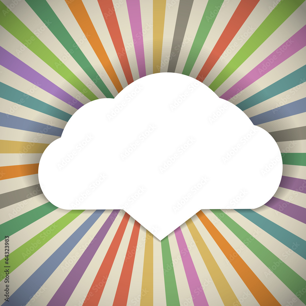 Poster Speech cloud template with the color rays