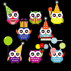 Vector Set of Party Owls