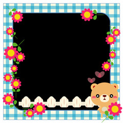 Children's photo framework - cartoon bear and flowers
