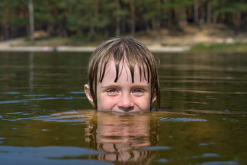 Children in water closeup