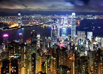 Fototapeta premium Hong Kong at night view from peak