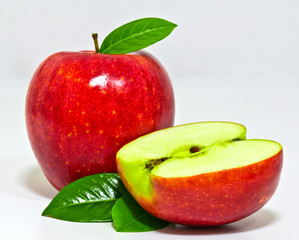 Fresh red apple on white background
