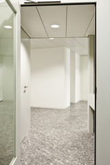building interior, granite floor, white wall