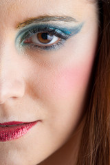 Fototapeta premium Portrait of beautiful smiling girl with make up 