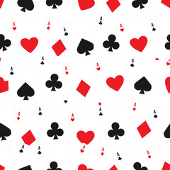 Playing cards seamless background pattern. Vector illustration.